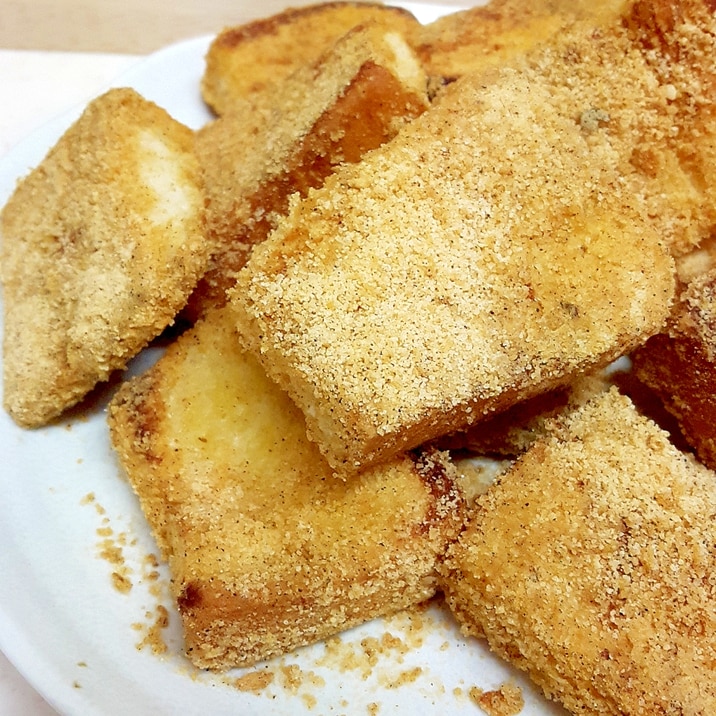 フライパンで簡単(^^)食パンのきなこソテーパン♪